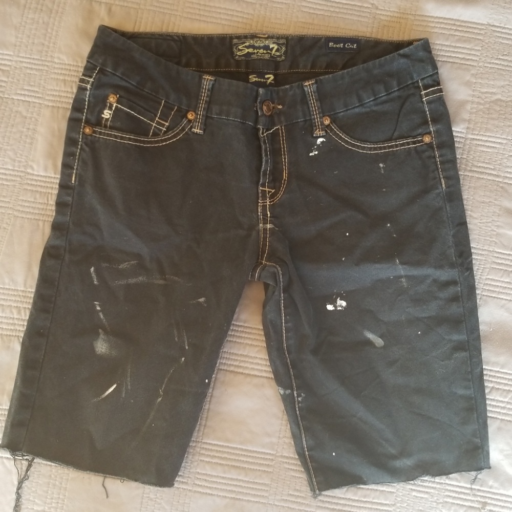 Seven cut off paint splatter shorts